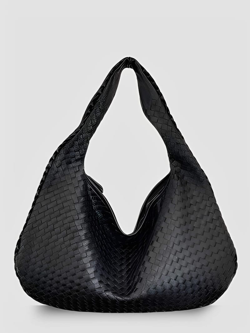 Bolsa Feminina de Ombro Meia Lua em Couro PU Trançado - Antonieta